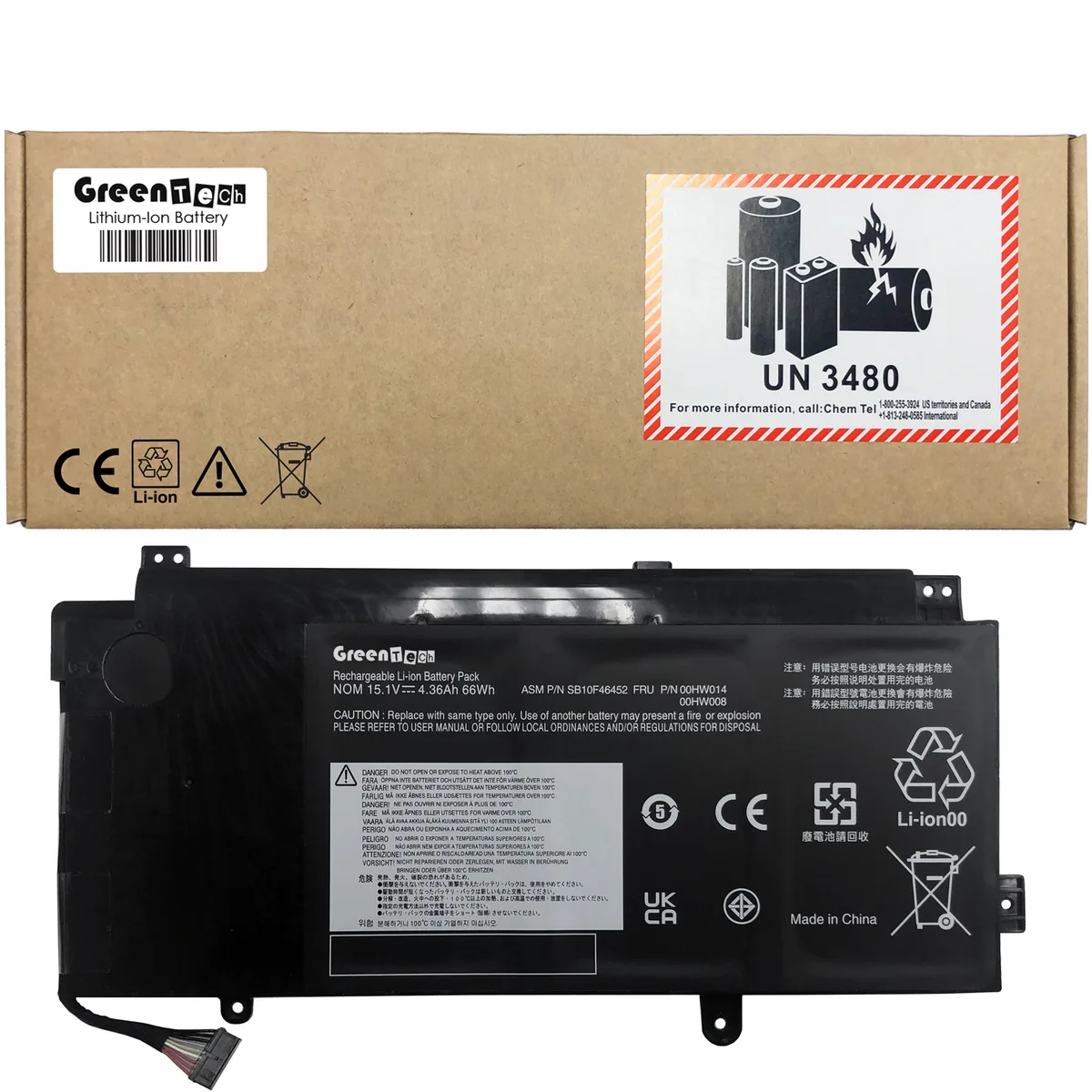 NShi NShi 67WHR 4408mAh 4-cell laptop battery for Lenovo Yoga 15 20DQ 20DR — product photo