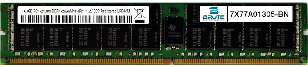 Brute Networks Brute Networks 64GB DDR4-2666 4Rx4 ECC LRDIMM 7X77A01305 — product photo