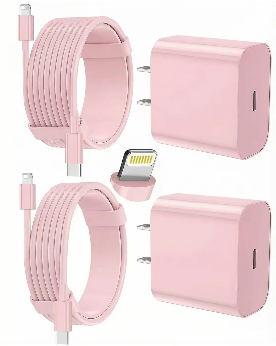  FEEL2NICE USB-C to Lightning cable 6 ft &amp; 10 ft Pink — product photo