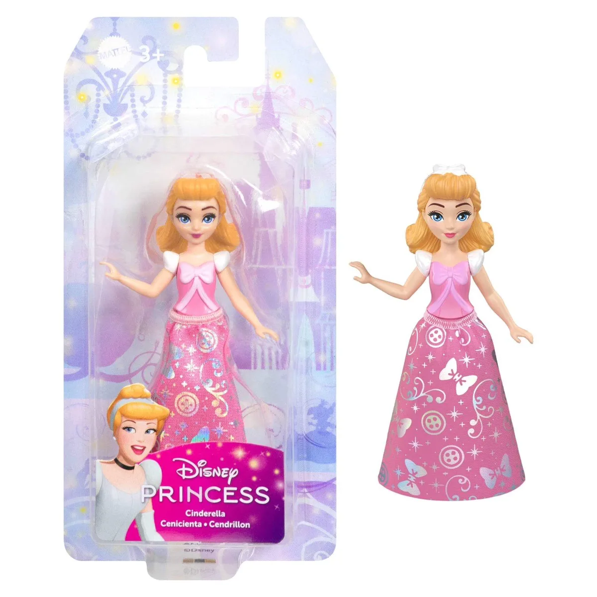 Mattel Wheels Mattel Wheels Disney Princess Cinderella Posable Small Doll Pink 3.5 inch — product photo