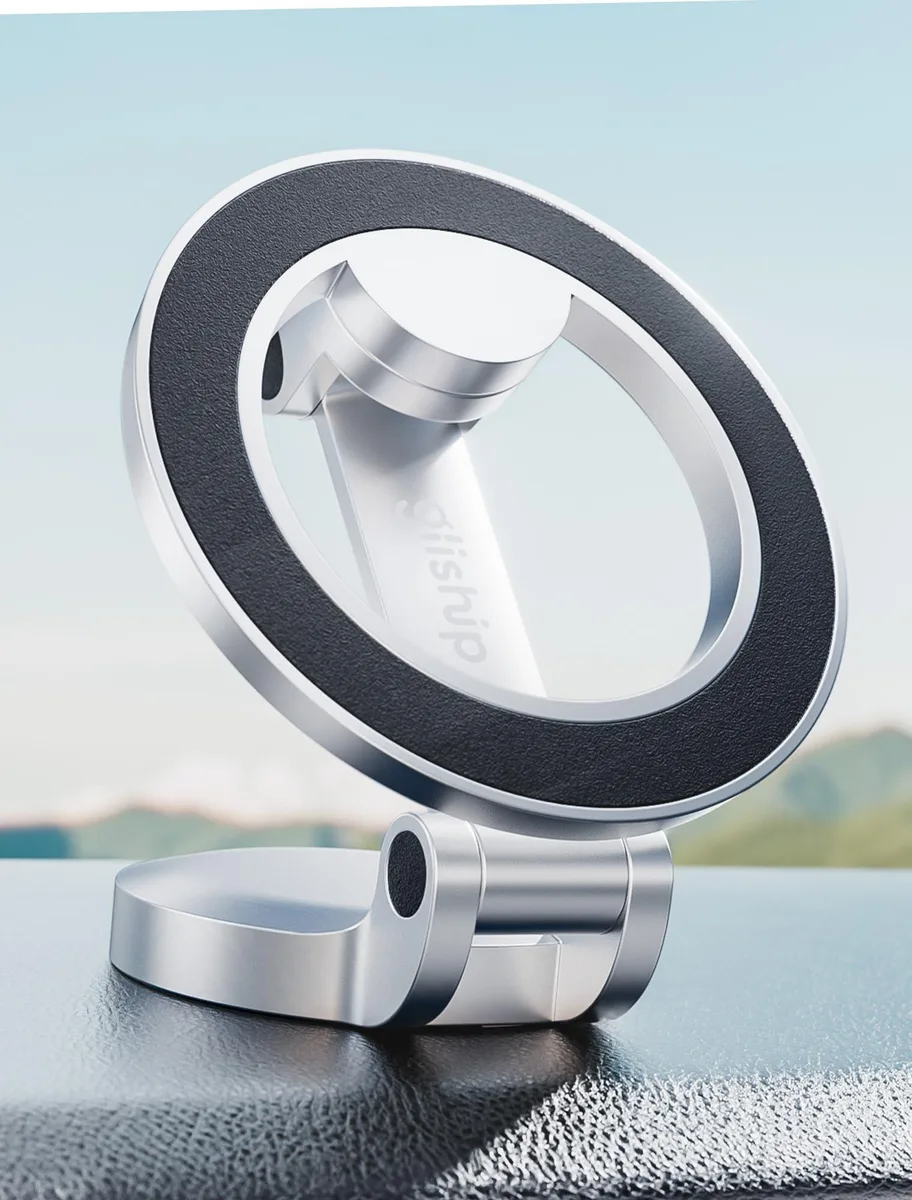  gliship gMAGCARS Magnetic Car Phone Mount Silver 42 N52 Magnets 360° Rotation — product photo