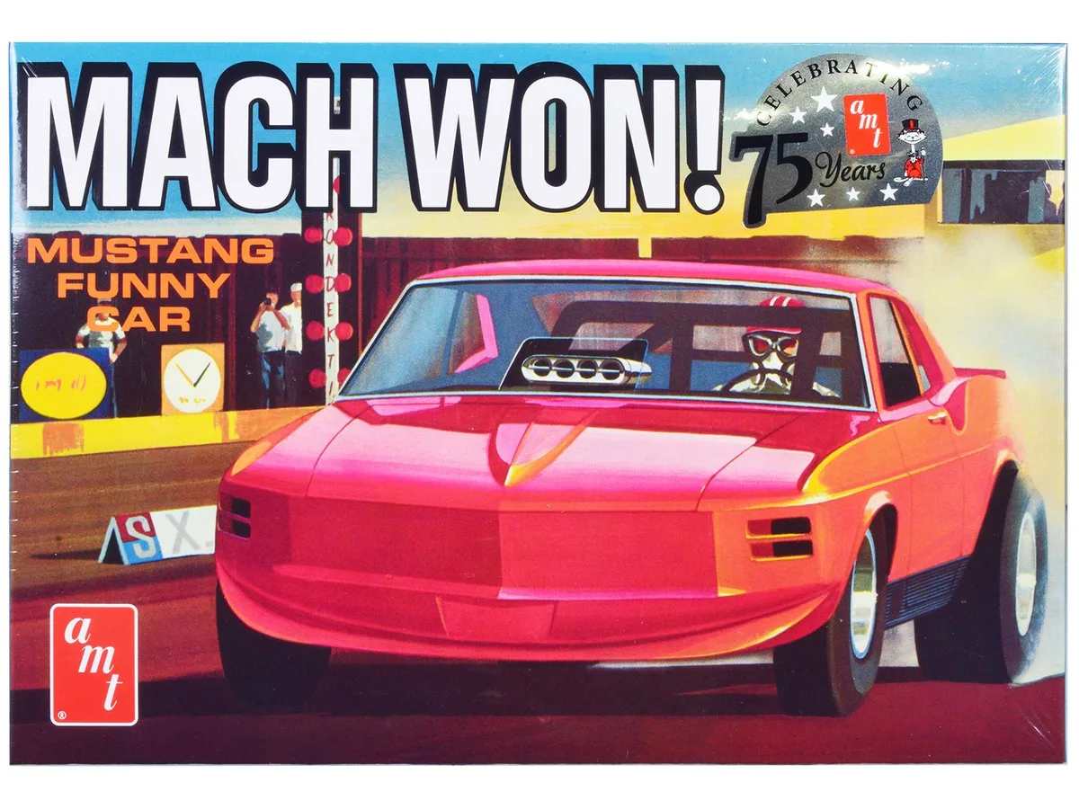 AMT AMT AMT1455 1/25 Scale 1970 Ford Mustang Mach Won Funny Car Model Kit 114 Parts 427 Engine — product photo
