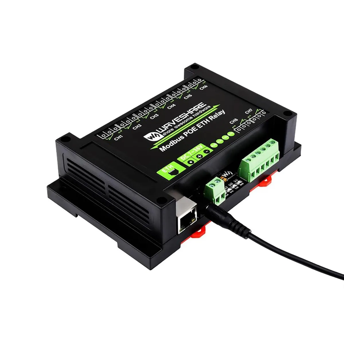 LORDWORLD LORDWORLD 8-Ch Ethernet Relay Module PoE 10A 250VAC 30VDC Rail-Mount Case — product photo