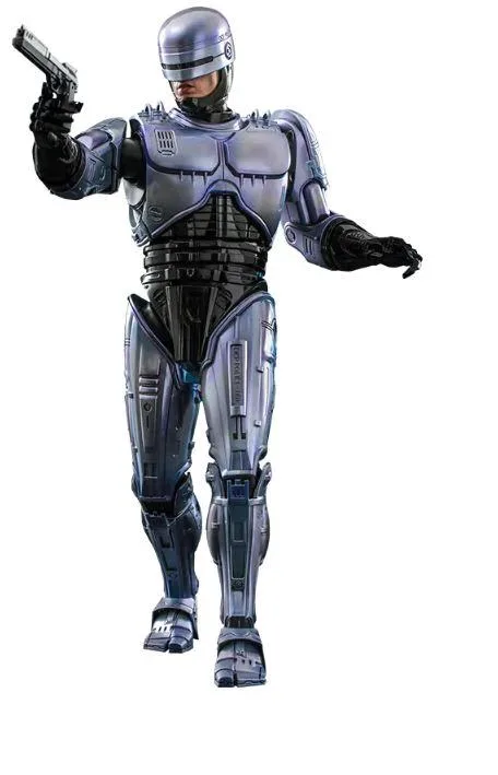 Hot Toys 1/6 scale RoboCop 3 diecast figure in purplish blue armor, 31 cm tall
