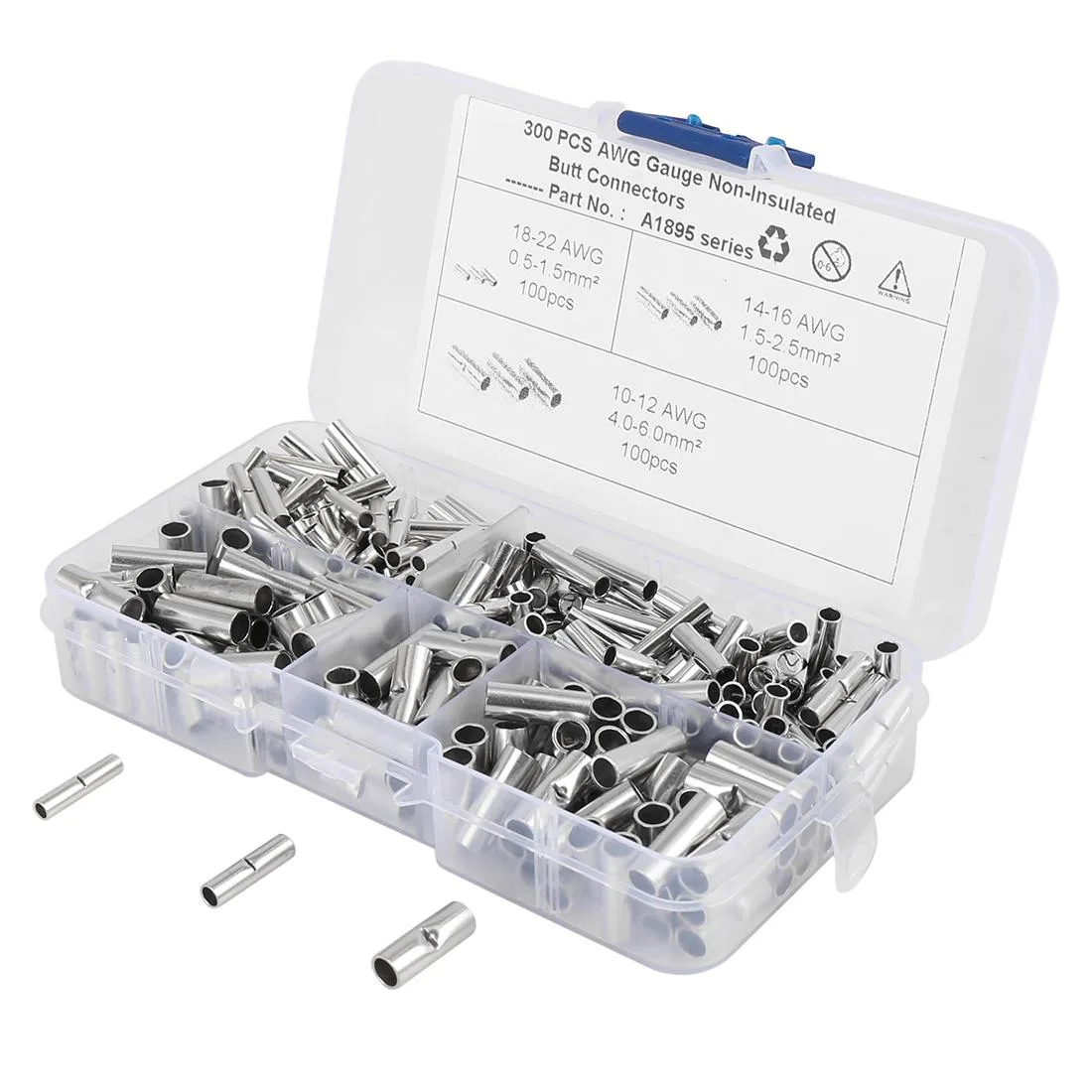 Unique-Bargains Unique-Bargains 300pcs Non-Insulated Butt Splice Connectors 10-22 AWG — product photo