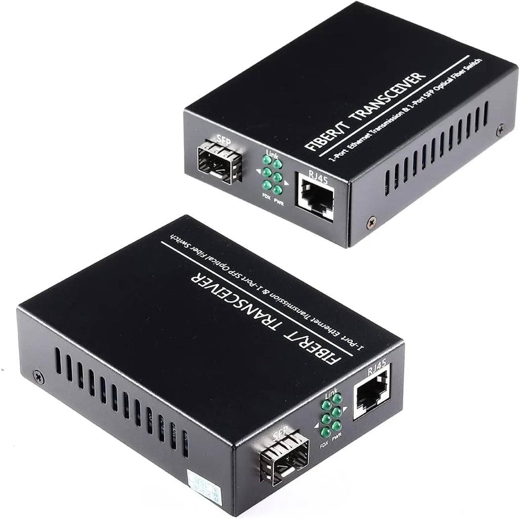 BFKK BFKK 1.25G Gigabit Fiber Media Converter Pair 10/100/1000Base-Tx to 1000Base-SX SMF RJ45 to SFP Slot 2 Pack — product photo