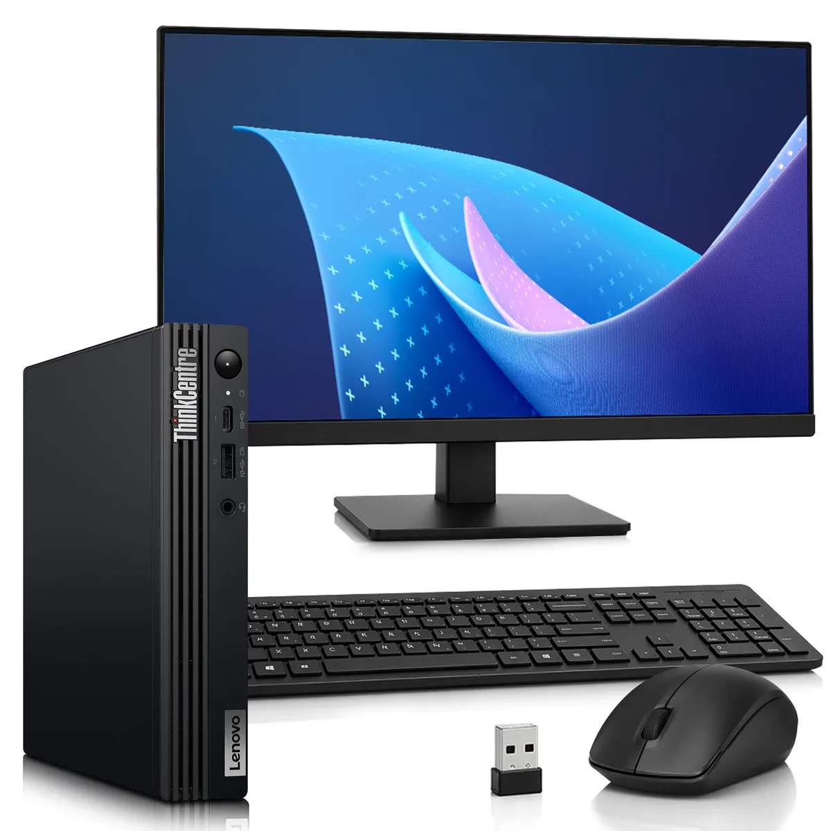 Lenovo Lenovo ThinkCentre M75q Gen 2 Tiny PC, Ryzen 3 Pro 5350GE, 32GB DDR4, 256GB SSD, 24" Monitor, Win 11 Pro — product photo