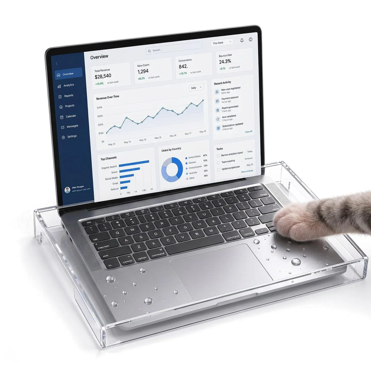 Transparent acrylic keyboard cover, rectangular, 15.6 inch size