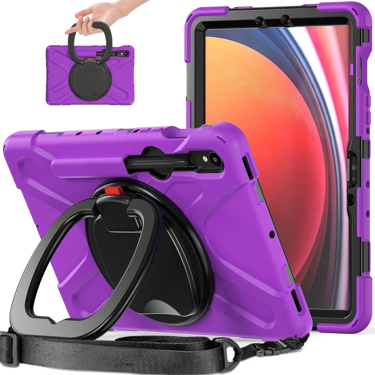 Timoom Timoom Rugged Silicone Cover Purple 10.9/11" 360° Kickstand Strap S Pen Holder — product photo