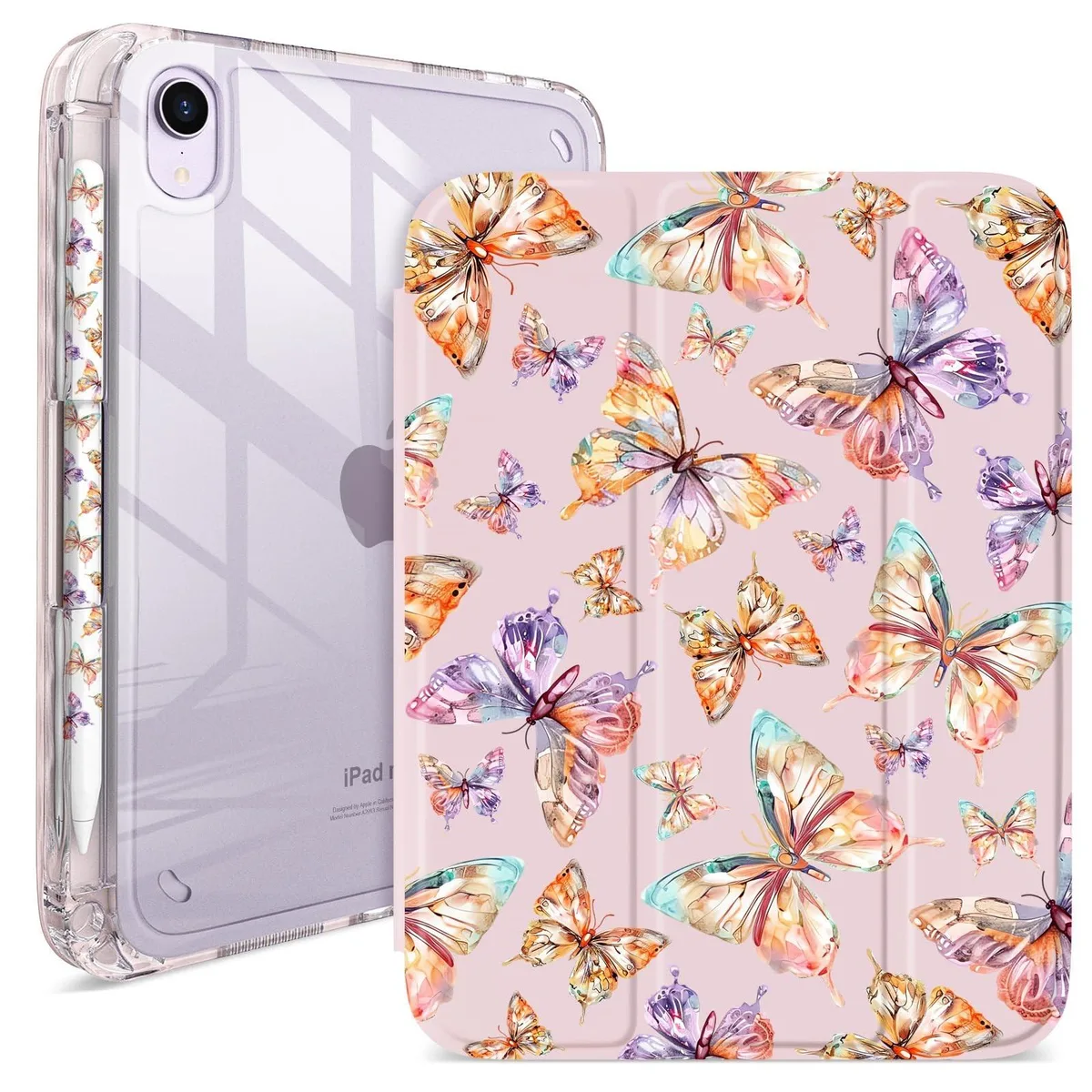 V2 Technologies V2 Technologies Butterfly Pink Cover for iPad mini 6/7 (8.3", 2021/2024) 2 in 1 accessory — product photo