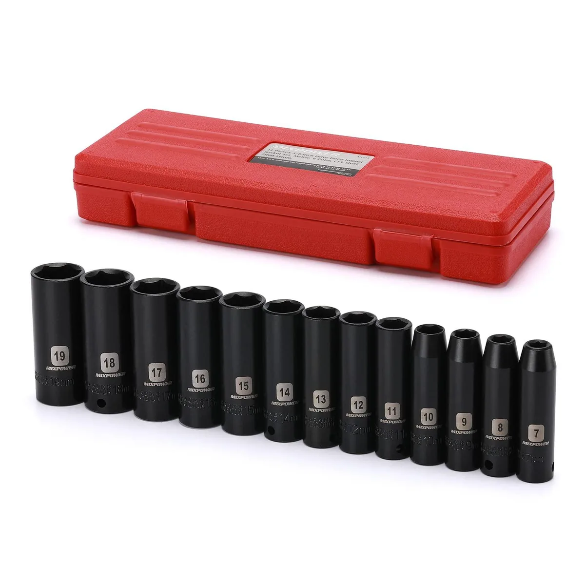  MIXPOWER 13-piece 3/8" drive deep impact socket set 7-19 mm — product photo