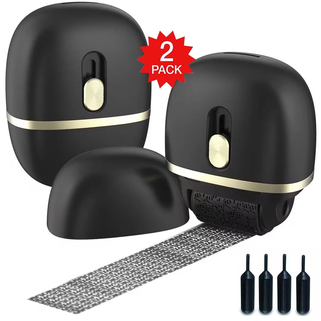Lomil BS02 Identity Protection Roller Stamp 2 Pack Black with 4 Refills — product photo