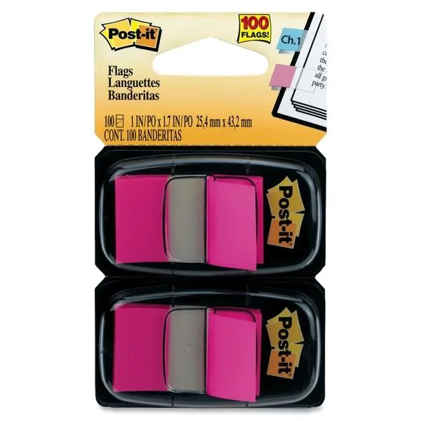 3M 3M 680BP2 Standard Tape Flags Bright Pink 100 Flags — product photo