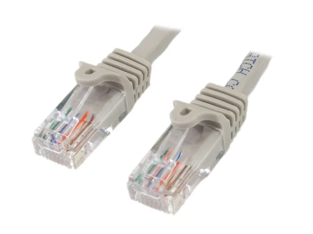 Gray Cat5e snagless patch cable 15 ft with RJ45 ends