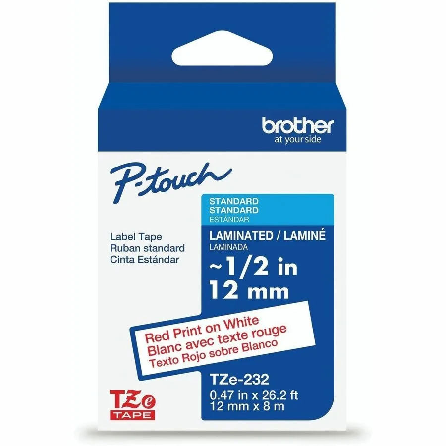 Brother Brother P-Touch TZe232 Red on White Label Tape 12mm x 26.2ft — product photo