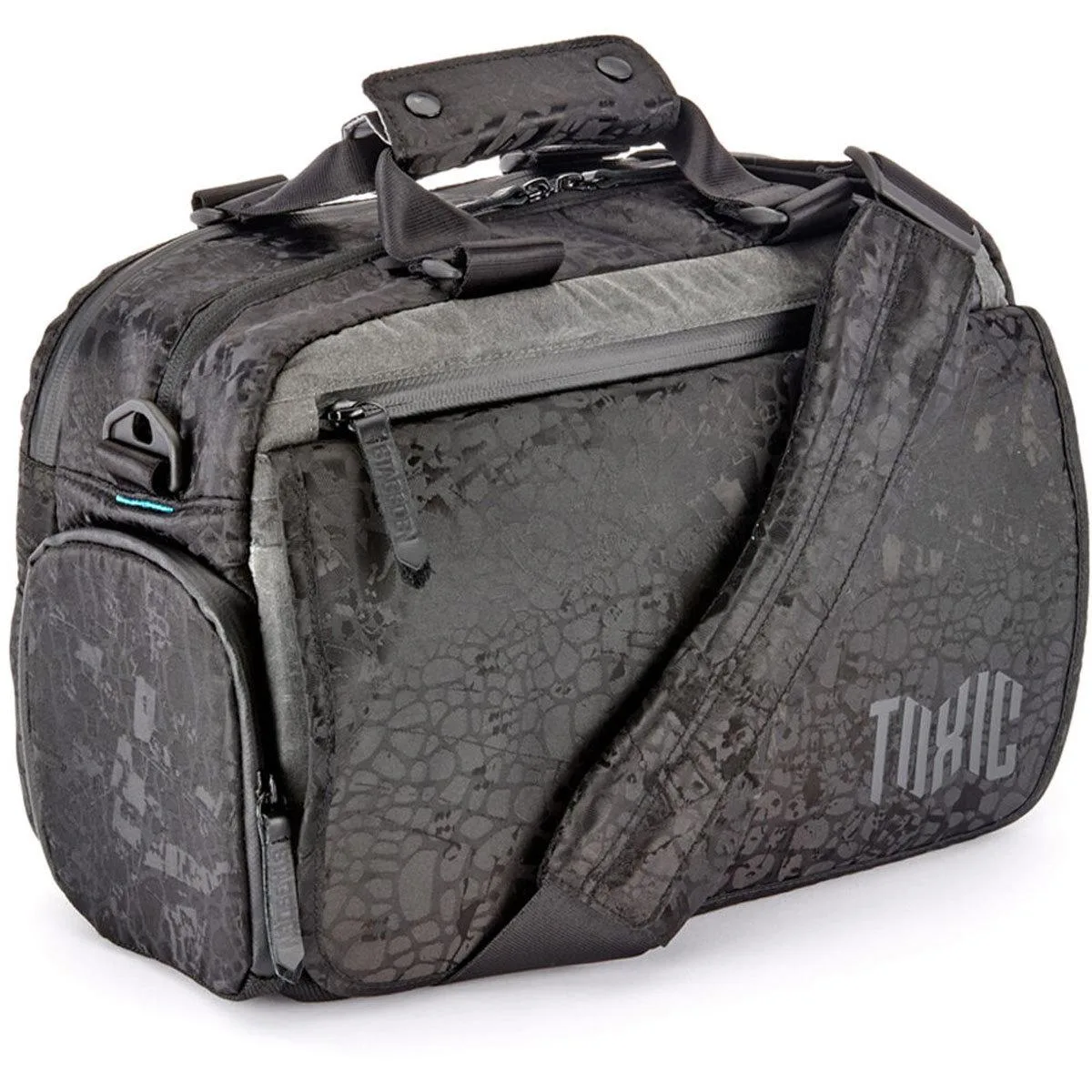Medium Onyx Black messenger sling bag with front flap and woven shoulder strap