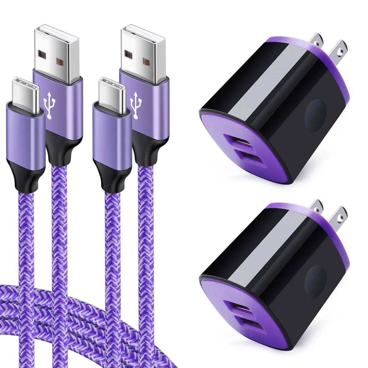 White compact USB wall charger with matching USB-C cable