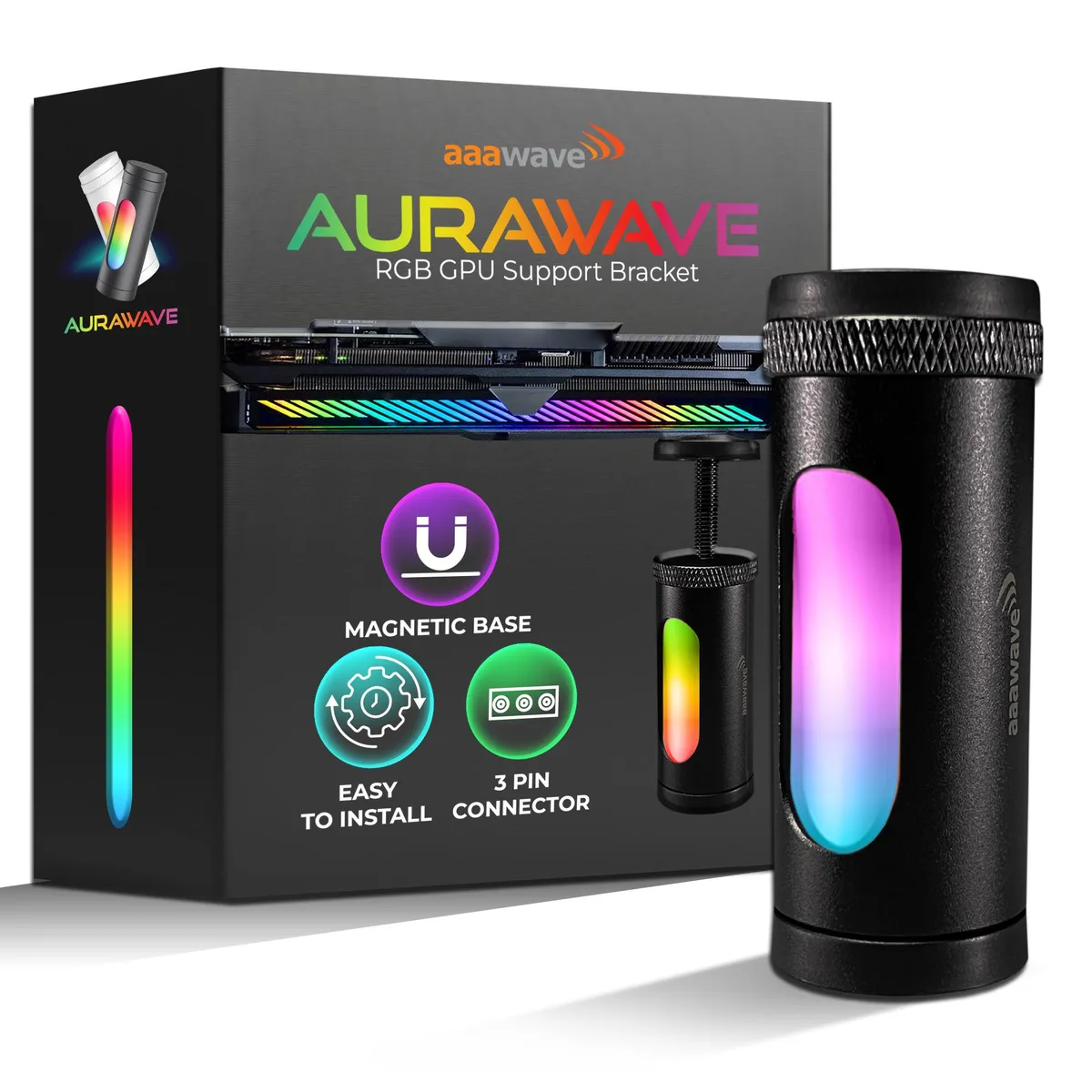 AAAwave AAAwave AURAWAVE GPU Support Bracket (Black) video card accessory — product photo