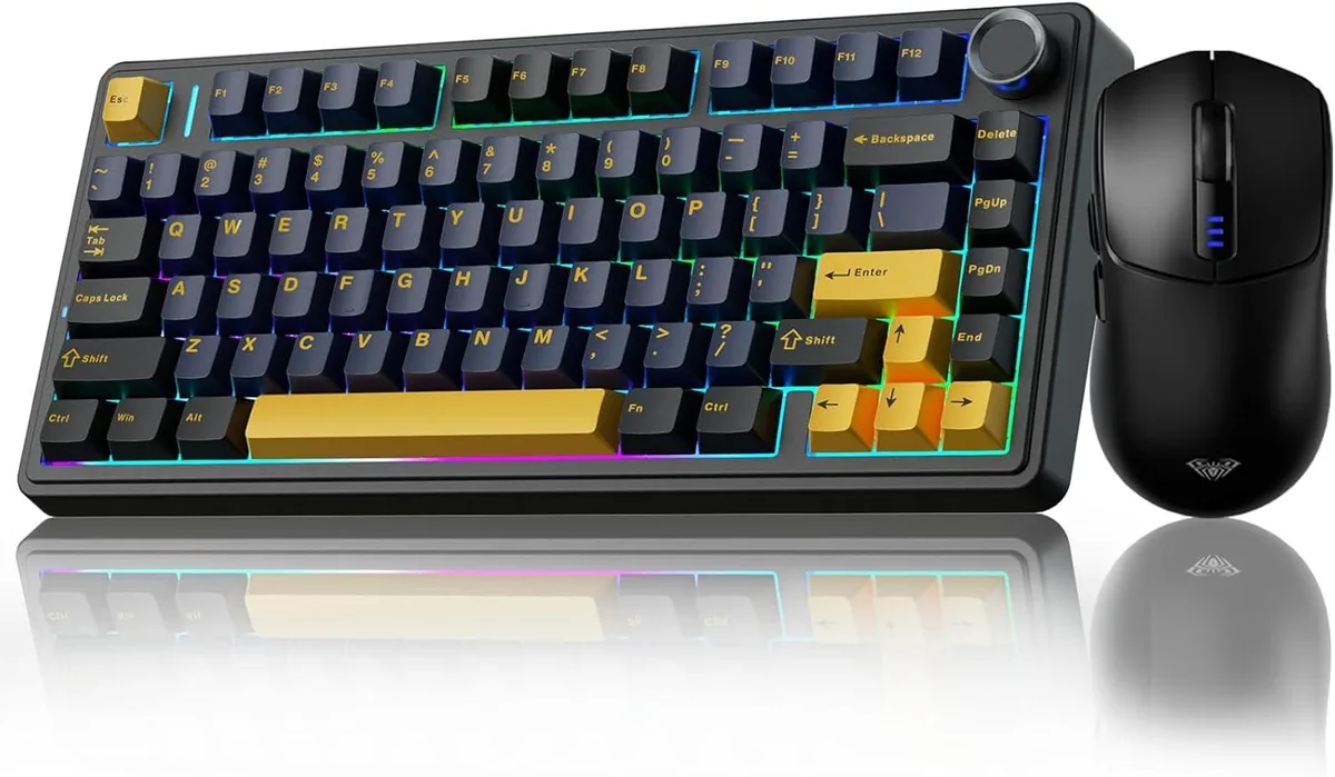 AULA AULA F75 75% Tri-Mode Wireless Mechanical Gaming Keyboard + SC580 Mouse Black — product photo