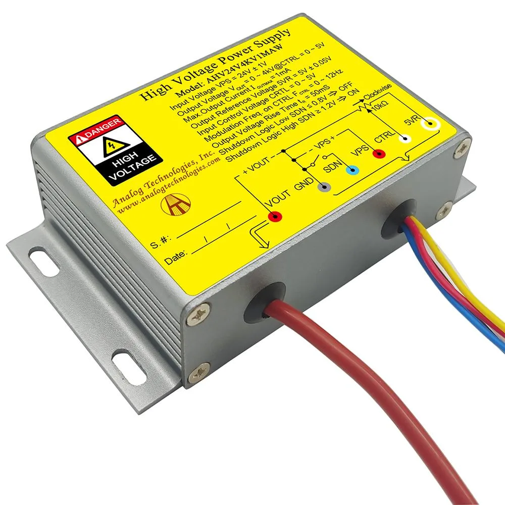 Analog Technologies Analog Technologies High Voltage Power Supply 0-4kV 1mA 24V Input AHV24V4KV1MAW — product photo