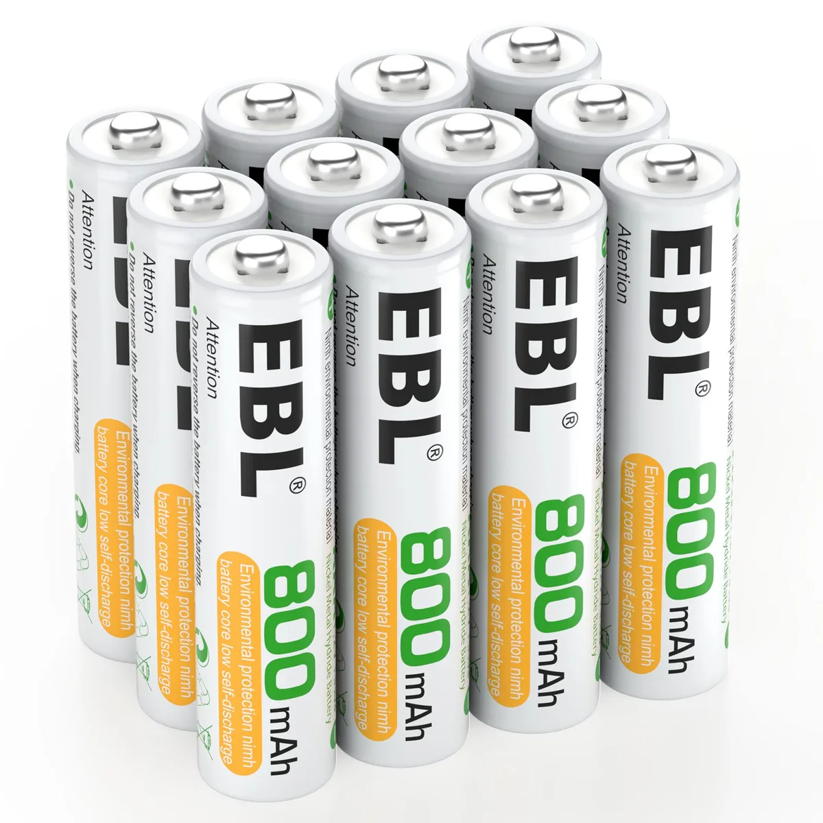 EBL EBL AAA Ni-MH Rechargeable Batteries 12-Pack 800mAh 1.2V — product photo