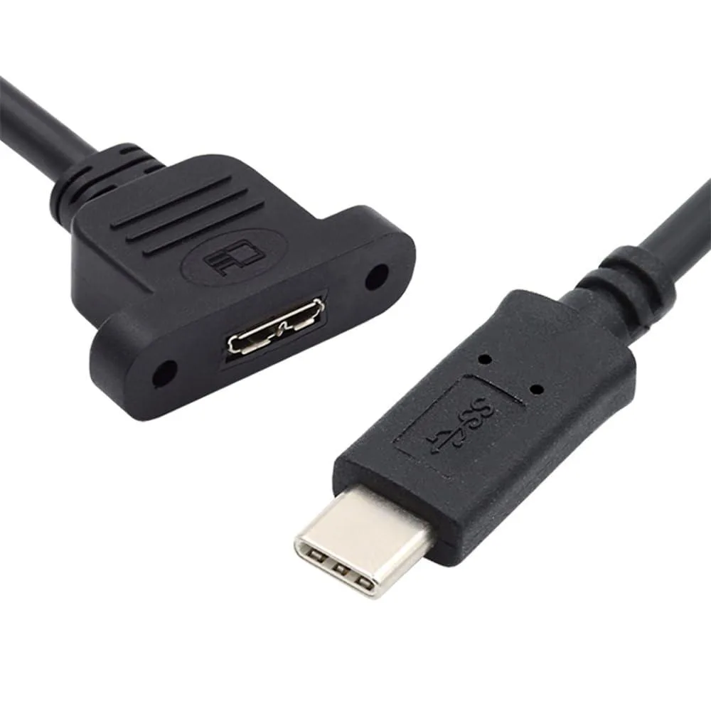 Fervit Fervit USB 3.0 Type C Male to Micro USB 3.0 Female Screw Mount Extension Cable 50cm — product photo