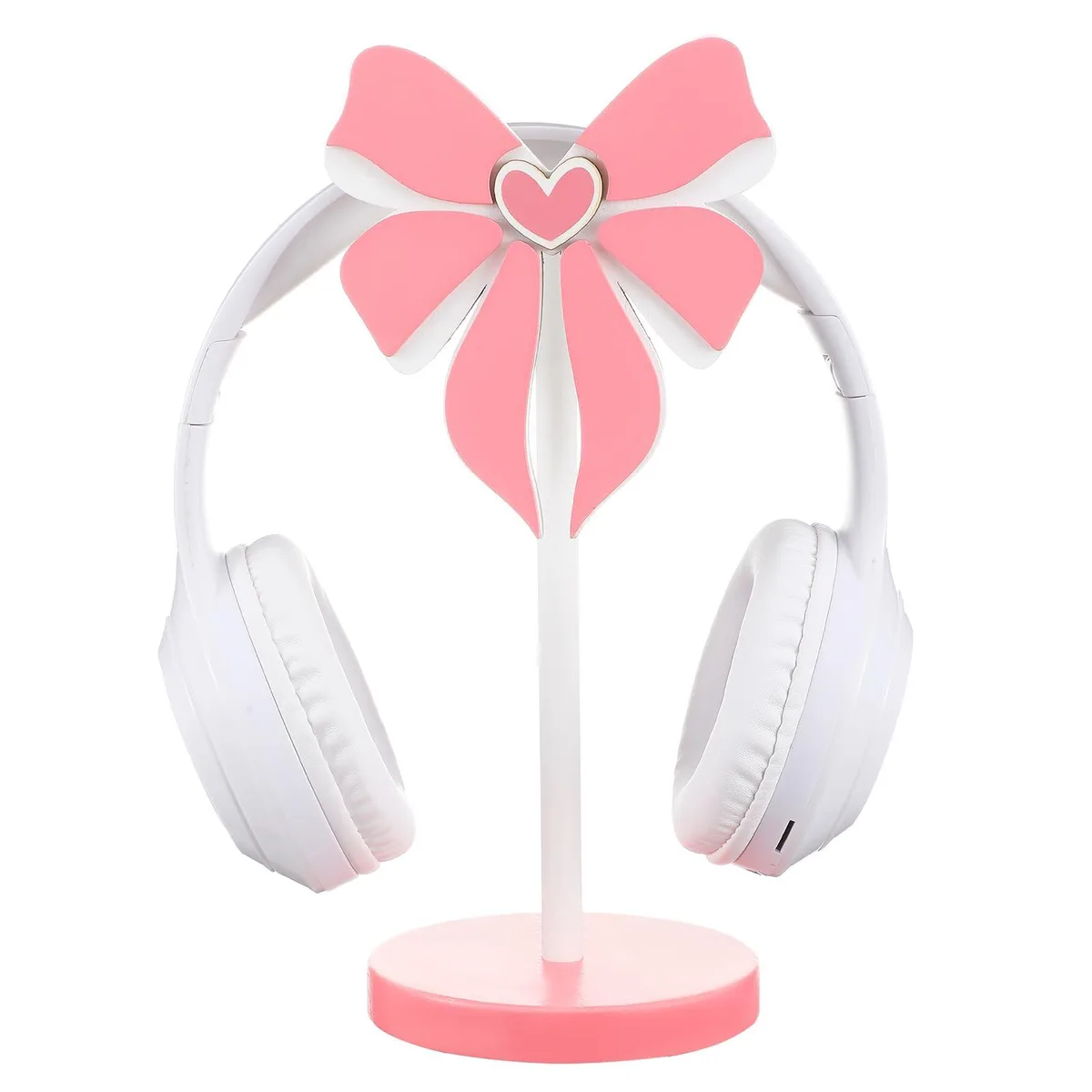  Kingdder Pink Bow Wood Headphone Stand 9.84 in — product photo
