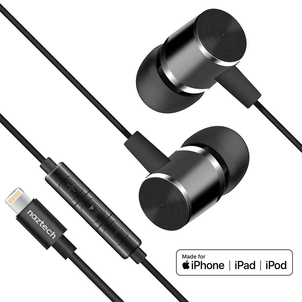 Naztech Naztech 14203 Platinum Lightning Earphones Black — product photo
