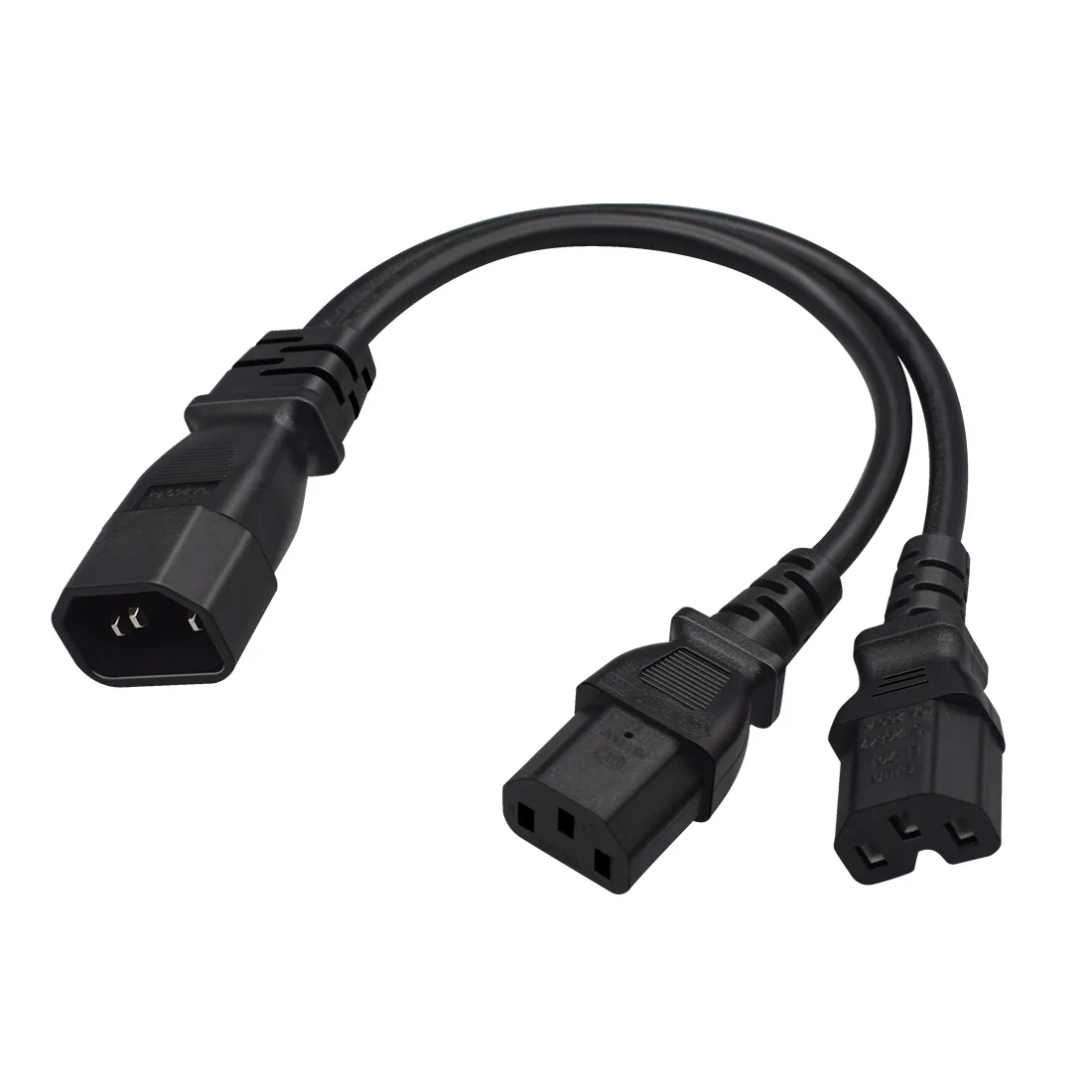 TeKit TeKit C14 to C13+C15 Y Splitter Power Extension Cord 1ft 18AWG 10A 125V Black — product photo