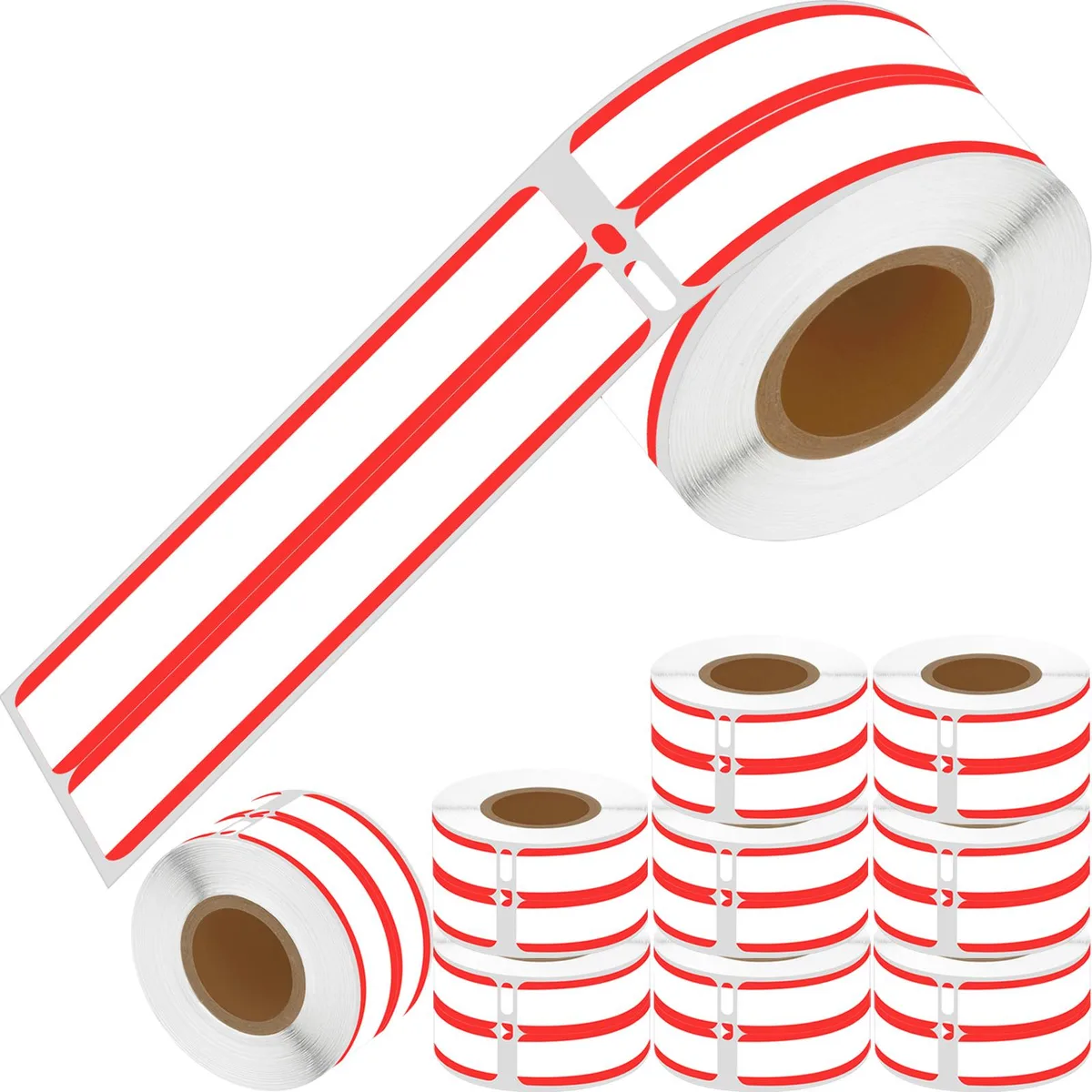 GREENCYCLE GREENCYCLE DM-30276 10 Rolls White/Red Label 9/16" x 3-7/16" 260 Labels/Roll — product photo
