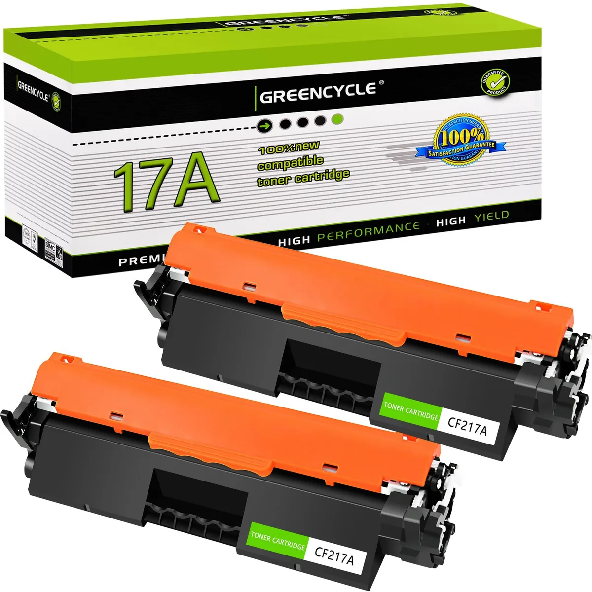 GREENCYCLE GREENCYCLE 17A CF217A Compatible Black Toner Cartridge 2 Pack 1600 Pages — product photo