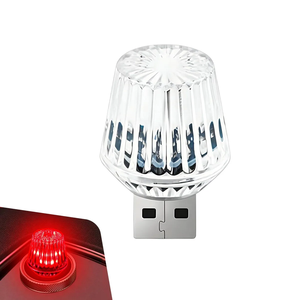 Small red USB ambient light with 360° glow