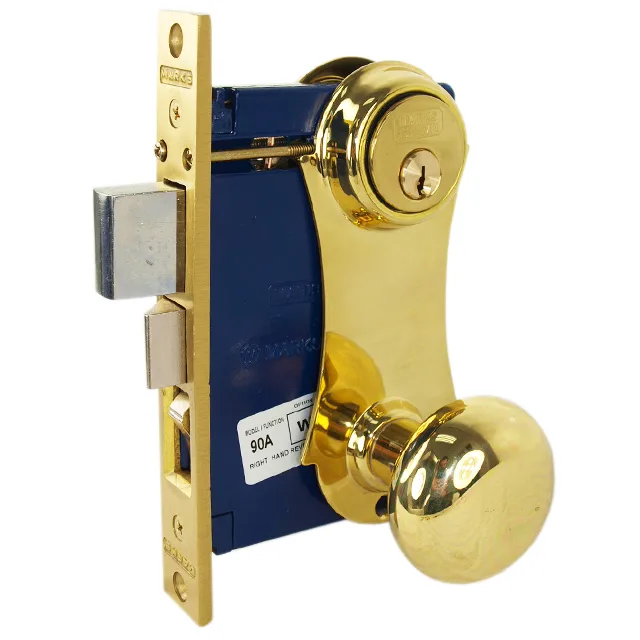 Marks USA Marks USA 21AC/3-W-RHR Polished Brass Right Hand Reverse Double Cylinder Mortise Door Lock — product photo