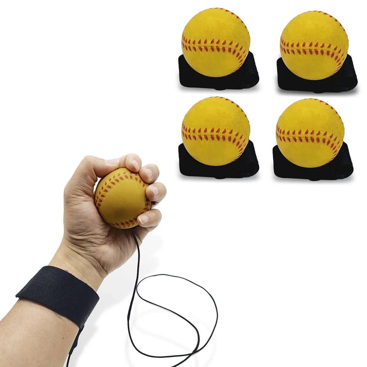  ZUYEE SPTBASE2504WHUS 16 Pack 2.36 inch Baseballs on String with Wristband Yellow — product photo