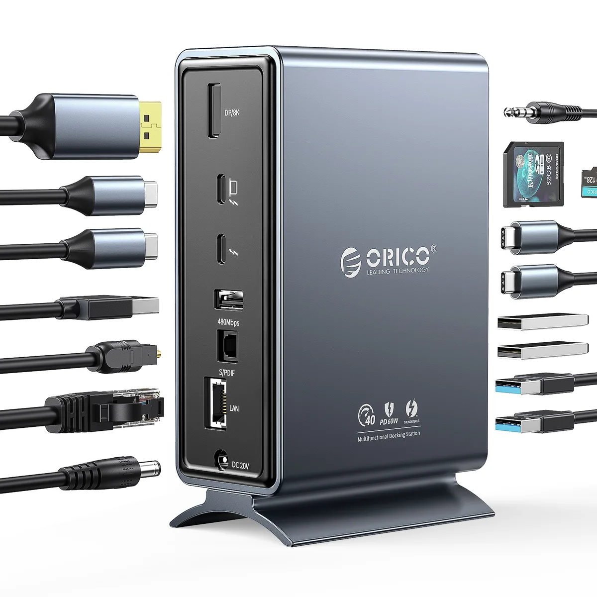 Orico Orico TB3-S4 15-in-1 Thunderbolt 3 Docking Station Grey — product photo