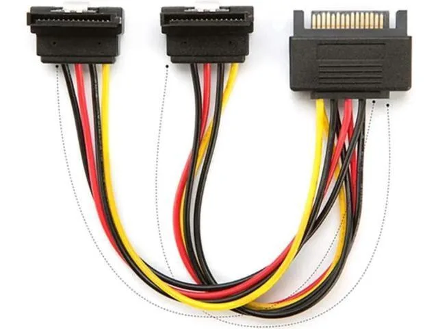 Manw Manw 20cm 90° SATA Power Splitter 15Pin Male to 2×Female — product photo
