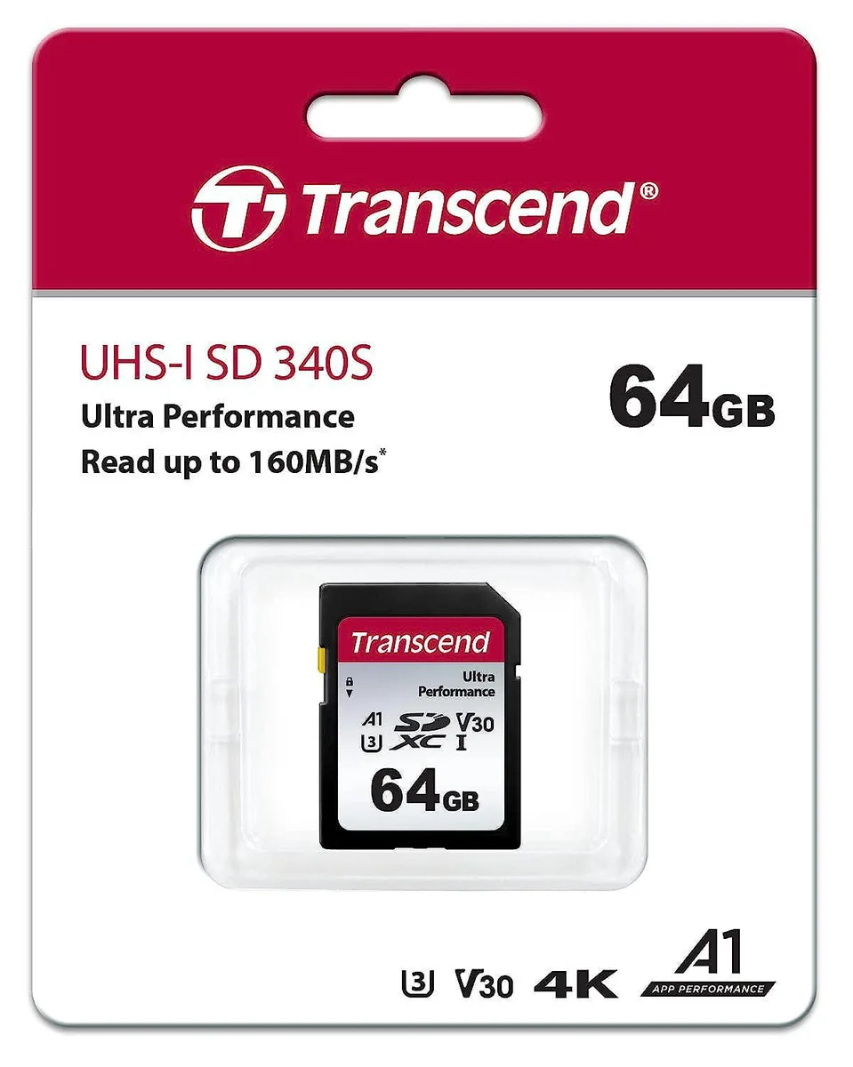 Transcend Transcend 64 GB SDXC 340S UHS-I U3 V30 A1 memory card — product photo