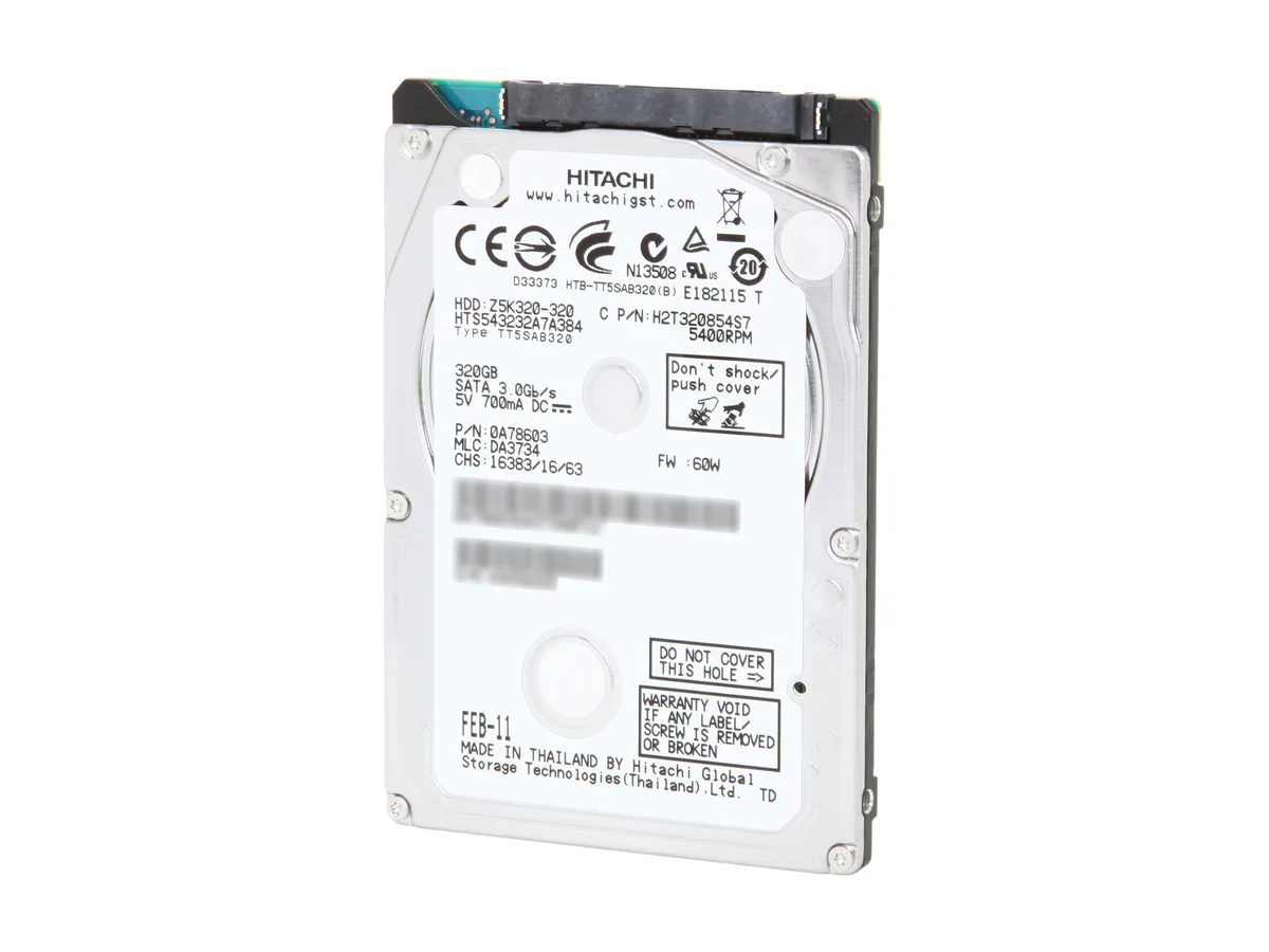 HGST HGST 0A78603 Travelstar Z5K320 320GB 5400 RPM 8MB Cache SATA 3.0Gb/s 2.5" laptop hard drive — product photo