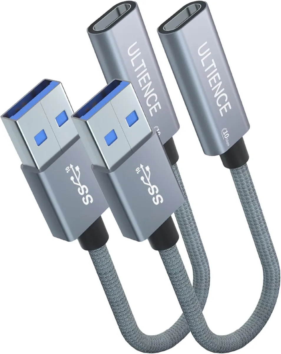 Brainwavz Brainwavz USB to USB C Adapter 2 Pack Grey 10Gbps 60W .41 Ft — product photo