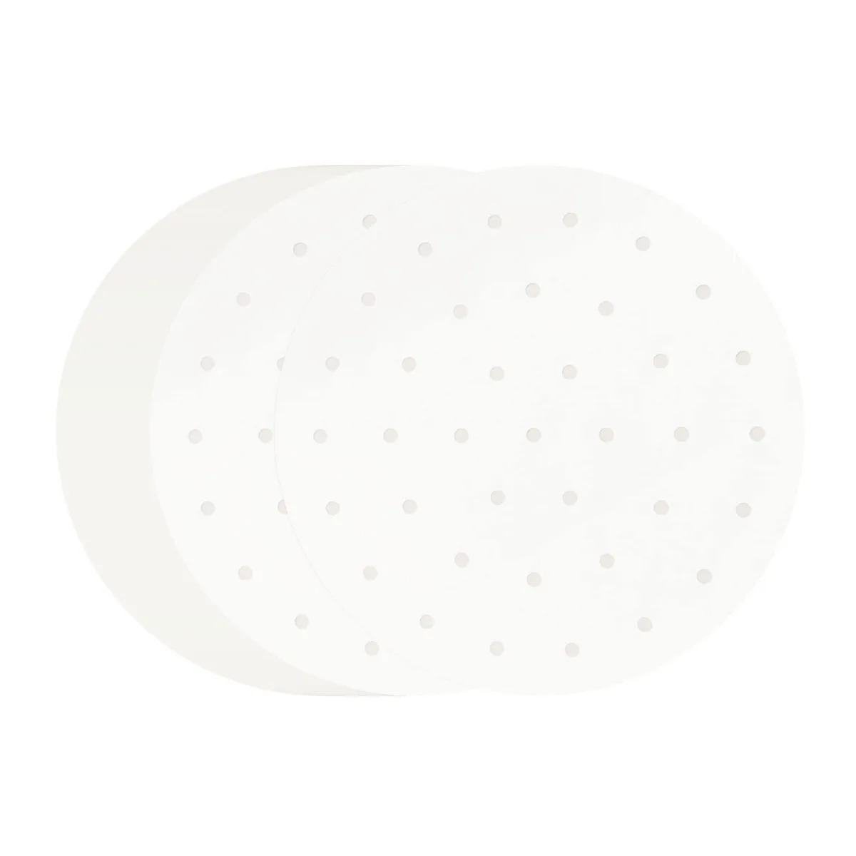 Stack of 100 white round parchment sheets with holes 10 inch diameter