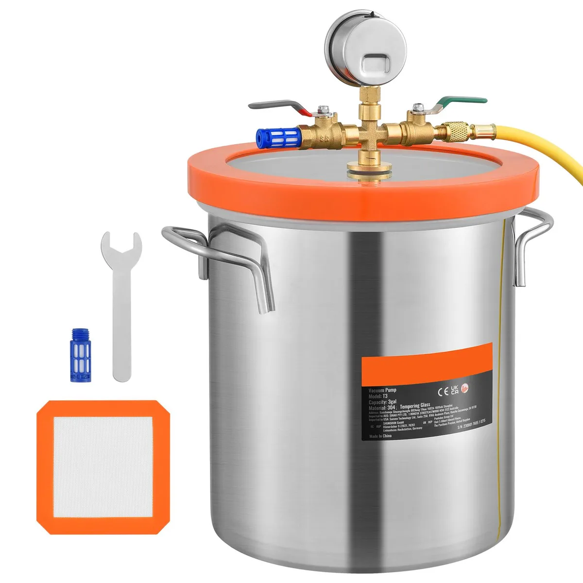 VEVOR VEVOR 5 Gallon Vacuum Chamber Upgraded Tempered Glass Lid 304 Stainless Steel Specialty Appliance — product photo