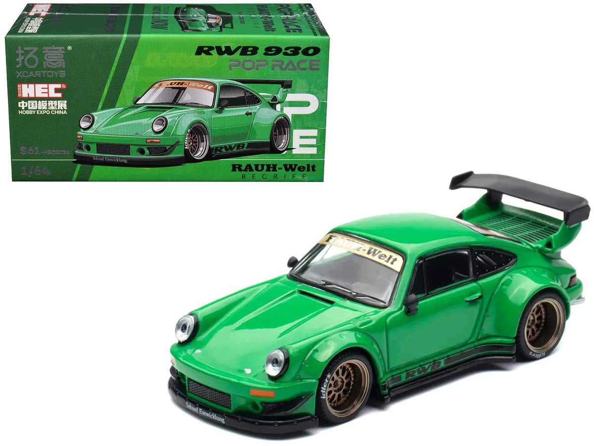 Pop Race Pop Race RWB 930 Green Hobby Expo China 2026 1/64 Die Cast Model Car — product photo