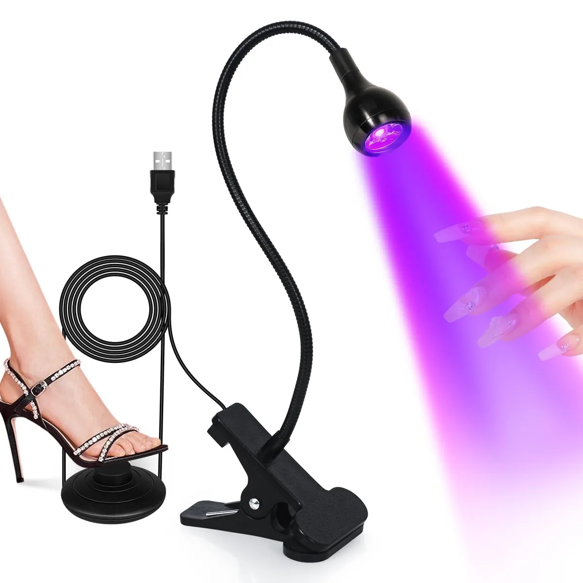  AORAEM UV LED Nail Lamp 3 W Foot Switch 3.5 in Gooseneck — product photo