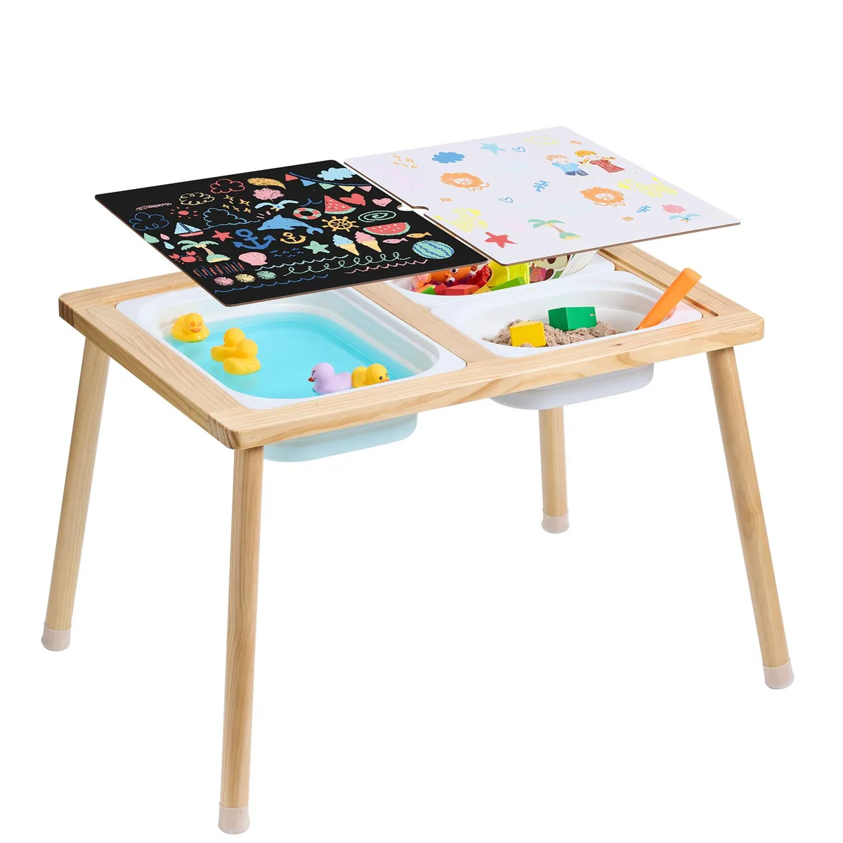 VEVOR VEVOR Sensory Table 32.1 x 23.6 x 19.9 in Pine Wood 3 Bins — product photo