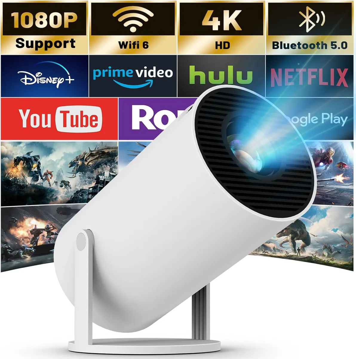 BFKK BFKK Mini Projector WIFI 6 Bluetooth 5.0 1280x720 1200 cd/m2 — product photo