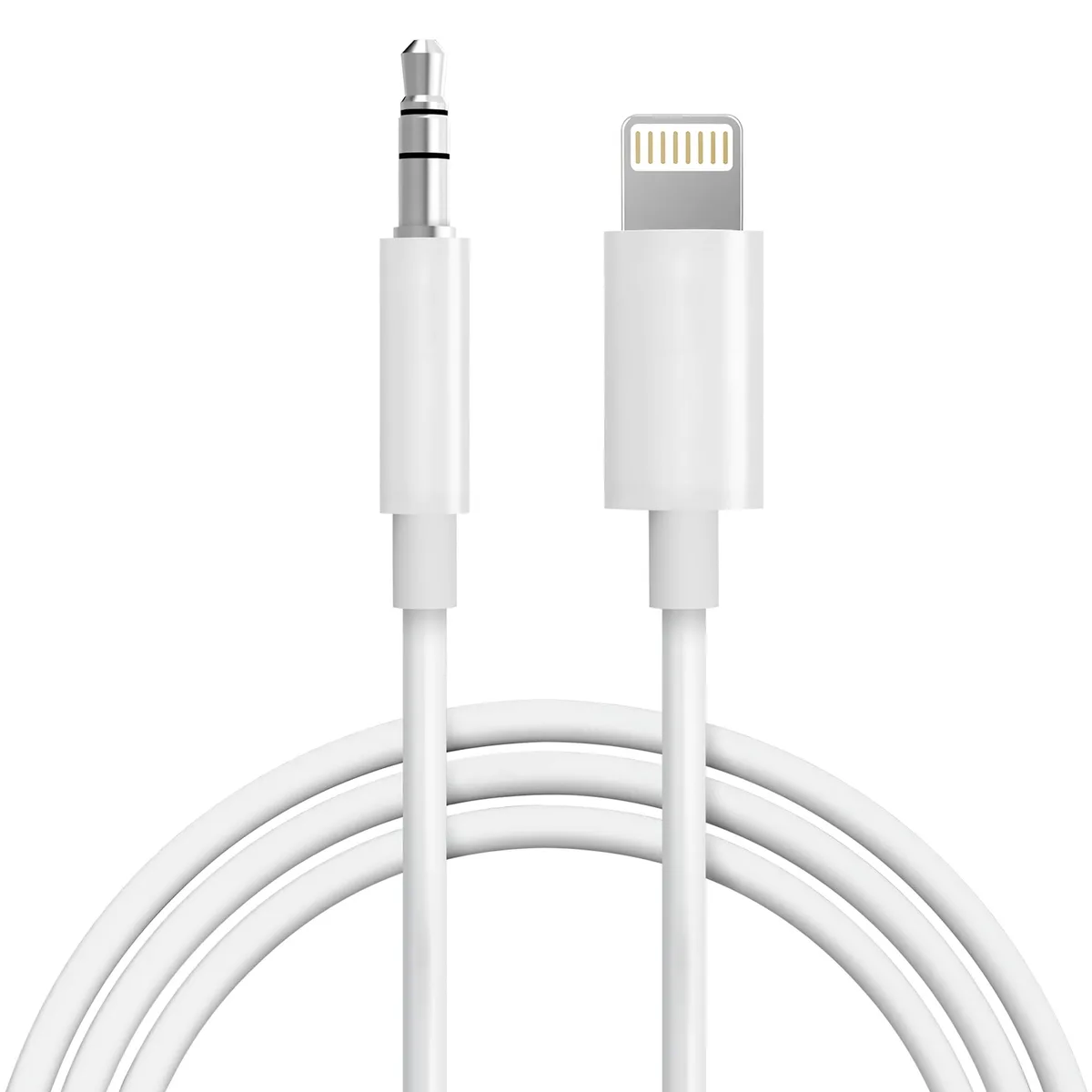 White Lightning to 3.5 mm audio cable, 3.3 ft, male-to-female connectors
