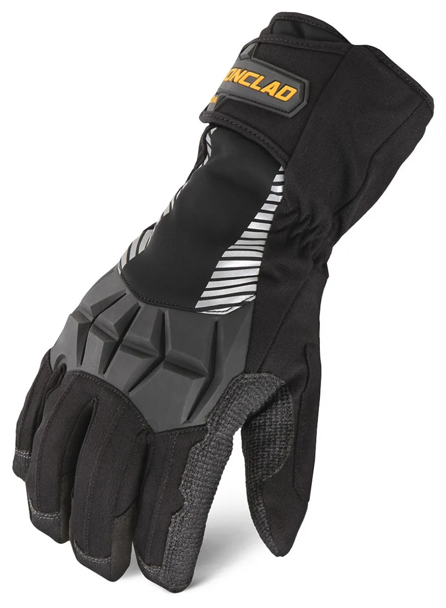 Pair of black insulated work gloves with reinforced palms and knuckle guards