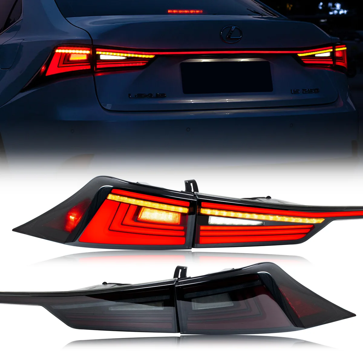 inginuity time inginuity time LED Black Tail Lights &amp; Middle Lamp Lexus IS 2014-2020 — product photo