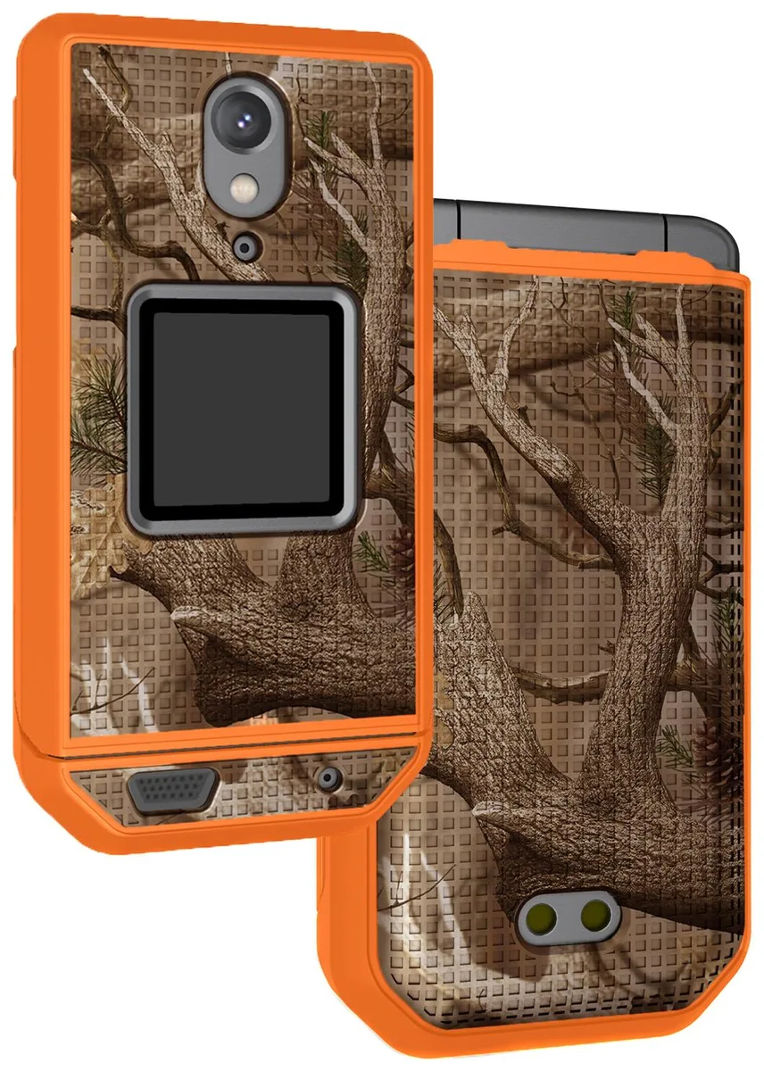 Nakedcellphone Nakedcellphone Textured Slim Grid Case Orange Hunter Camouflage for CAT S22 Flip — product photo