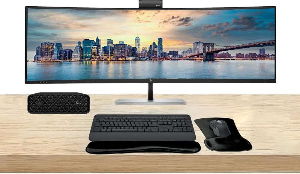 HP HP Z2 Mini G9 i7-14700 32GB 1TB 549pm 49" DQHD MK650 set — product photo